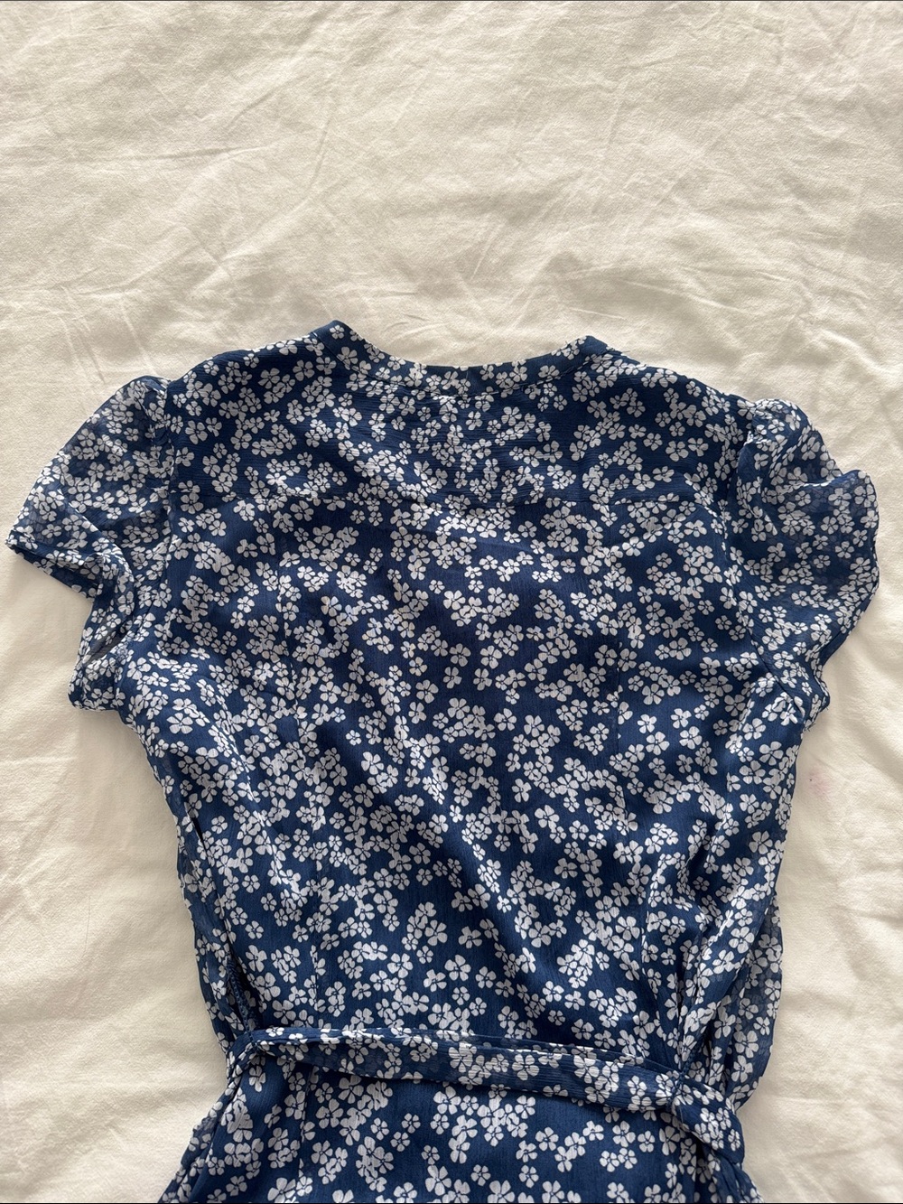MSK Navy Blue Floral Midi Wrap Dress - Picture 3 of 5